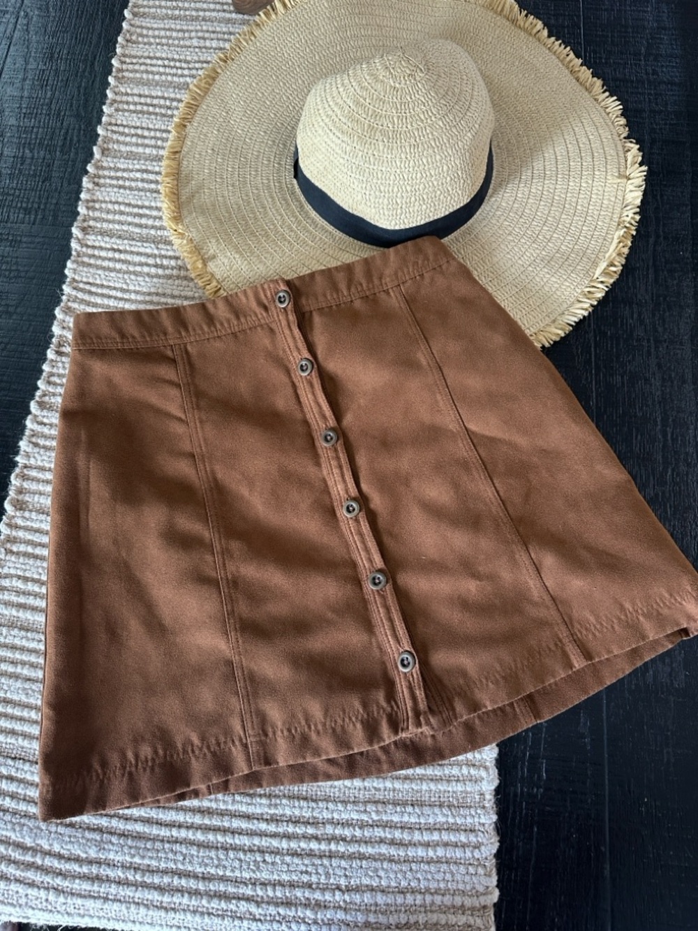Hollister Chestnut Brown Button-Front Mini Skirt